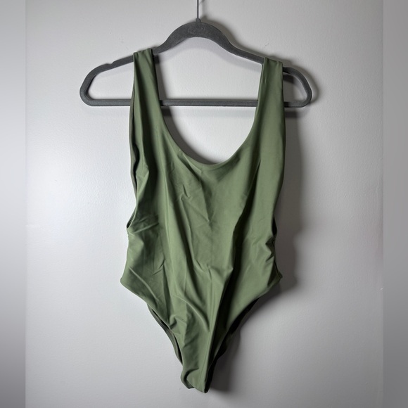 aerie Other - Aerie Super Scoop One Piece Swimsuit Size XL Olive Green High Cut Cheeky Swim